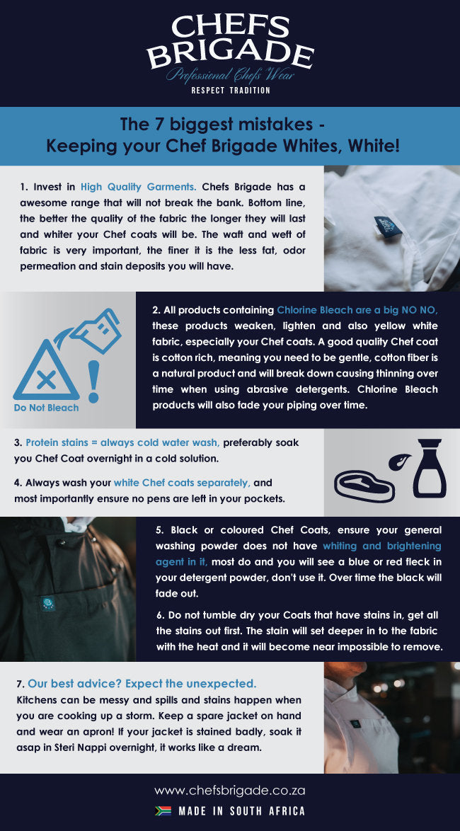 The 7 biggest mistakes - Keeping your Chef Brigade Whites, White!