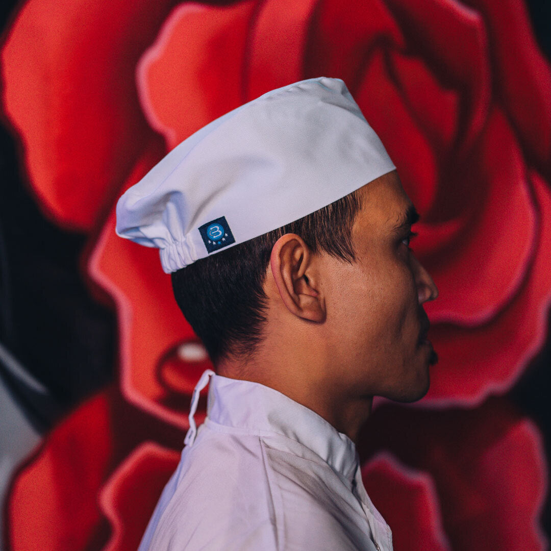 Elasticated Beanie - White