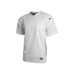 White chef's coat with a brand logo on a white background