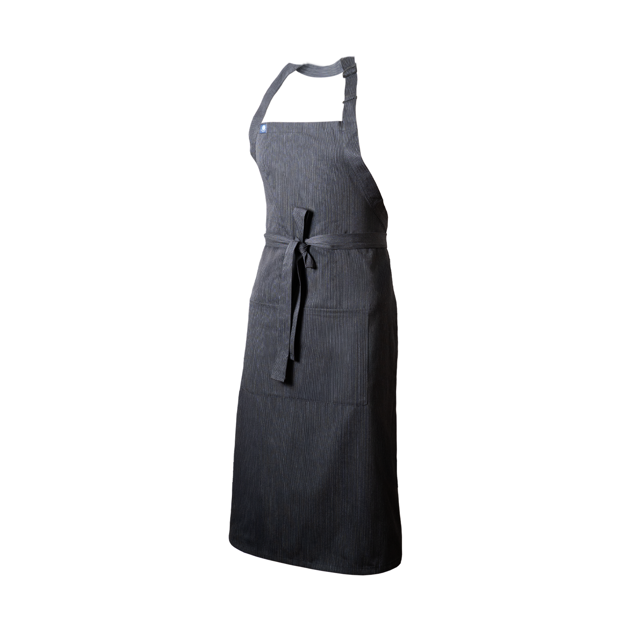 Black pinstriped bib apron