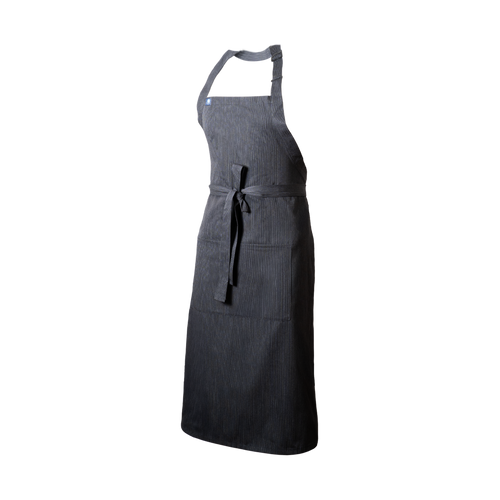 Black pinstriped bib apron