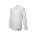 White chef's coat with a brand logo on a white background