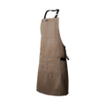 Brown apron with black straps on a white background