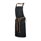 Black apron with brown straps