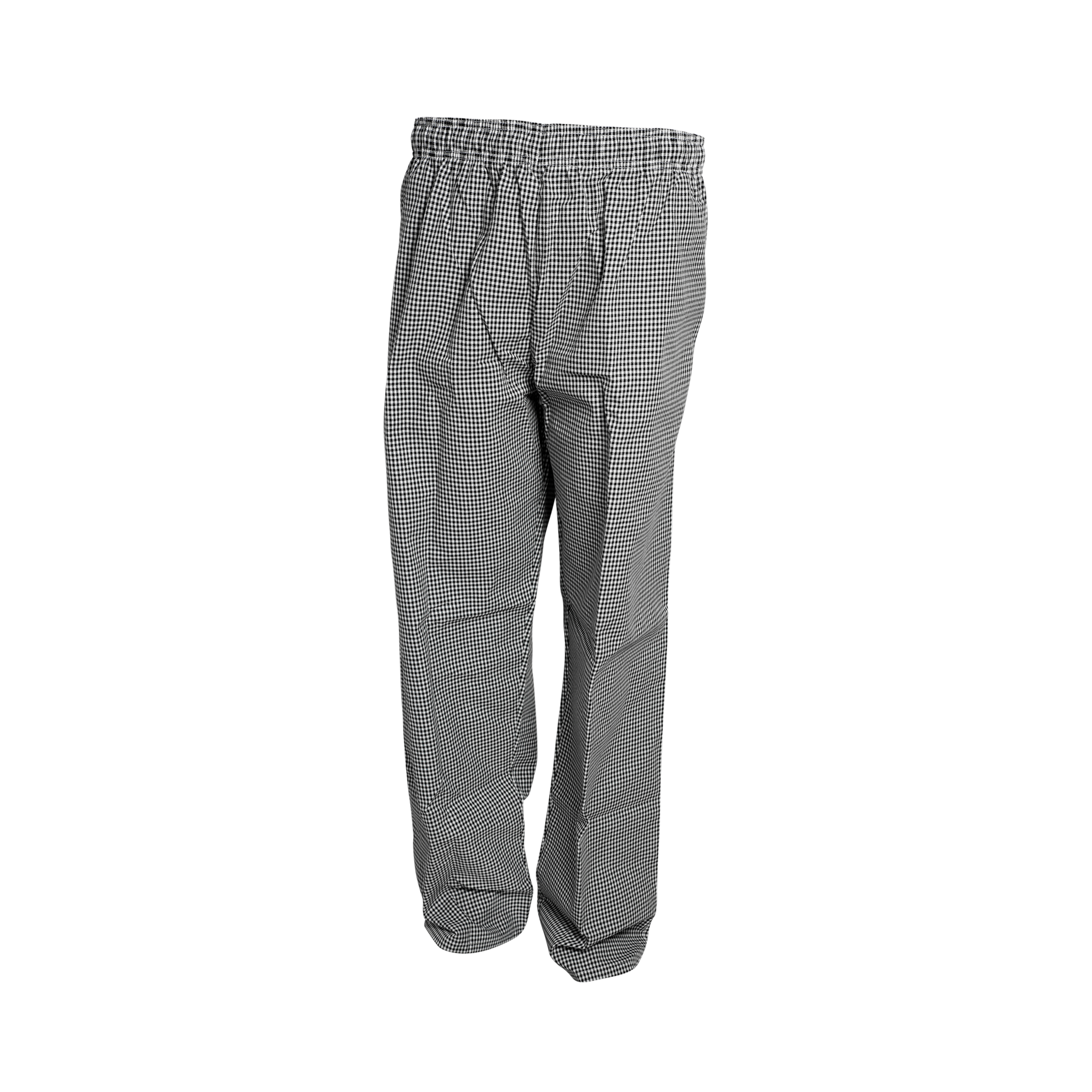 Black and white checkered pants on a white background