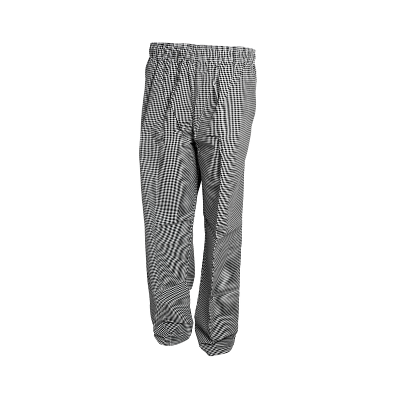 Black and white checkered pants on a white background