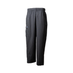 Black pinstripe pants on a white background