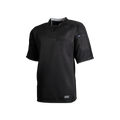 Black short-sleeve shirt with a pocket on a white background