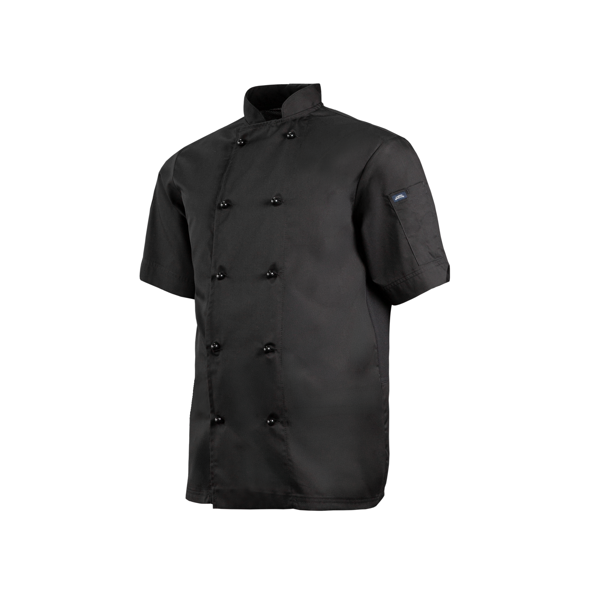 Black chef's jacket on a white background