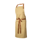 Beige apron with brown straps