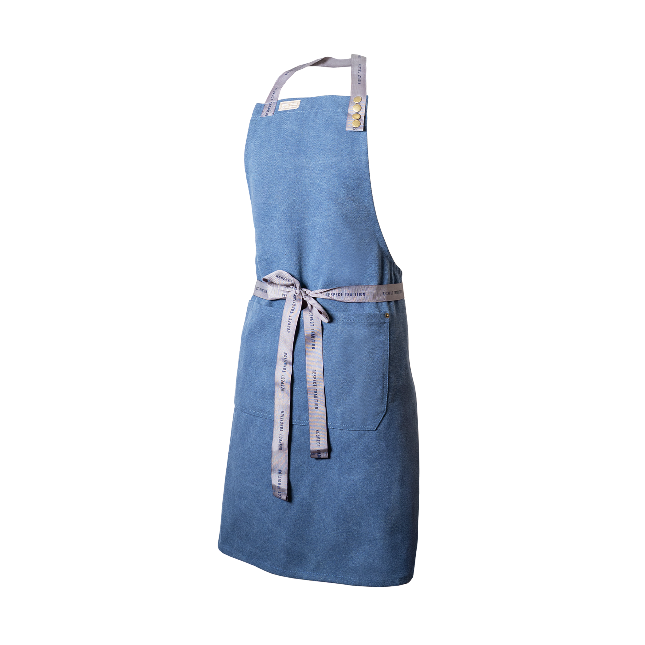 Blue apron with a white background