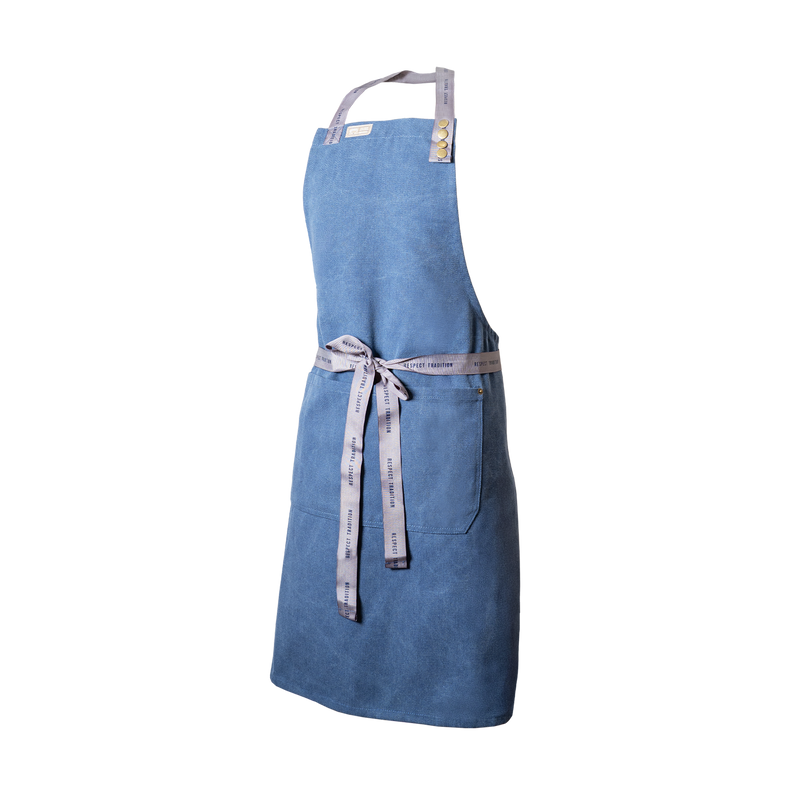 Blue apron with a white background
