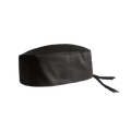 Black chef's hat with a tie on a white background